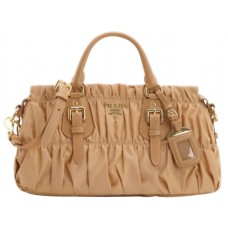 Borsa Prada Tessuto Gaufre In Nylon Con Manico Superiore Beige