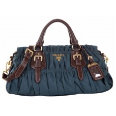 Borsa con manico superiore in nylon Prada Tessuto Gaufre blu