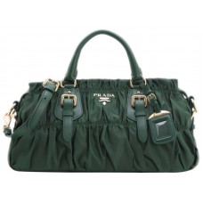 Borsa con manico superiore in nylon Prada Tessuto Gaufre verde