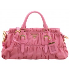 Borsa con manico superiore in nylon Prada Tessuto Gaufre rosa