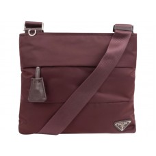Borsa Messenger Prada In Tessuto Bordeaux