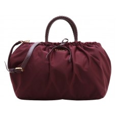 Borsa a tracolla Prada Tessuto Nylon Bauletto Burgundy