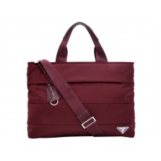 Borsa Tote Prada In Tessuto Bordeaux