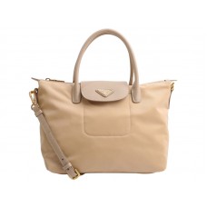 Borsa Prada Tessuto in nylon con finiture in pelle beige