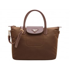 Borsa Prada Tessuto in nylon con finiture in pelle marrone