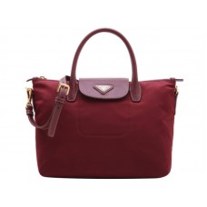 Borsa Prada Tessuto in nylon con finiture in pelle bordeaux