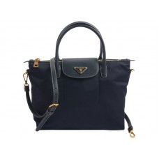 Borsa Prada Tessuto in nylon con finiture in pelle blu scuro