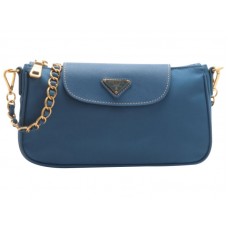Borsa da polso Prada Tessuto Nylon con pelle Saffiano blu