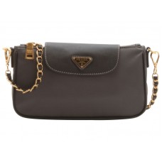 Borsa da polso Prada Tessuto Nylon con pelle Saffiano grigia