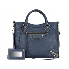 Borsa Balenciaga Velo con bordo metallizzato oro blu