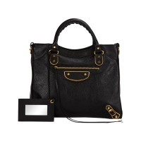 Borsa Balenciaga Velo con bordo metallizzato oro nero