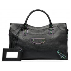 Borsa Balenciaga Classic Metallic Edge Iridescent City Bag nera