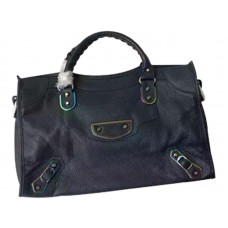 Borsa Balenciaga Classic Metallic Edge Iridescent City Bag Blu scuro
