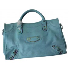 Borsa Balenciaga Classic Metallic Edge Iridescent City Bag Azzurro Chiaro