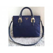 Borsa a mano Prada Tessuto Nylon Soft Vitello in pelle blu
