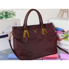 Borsa a mano Prada Tessuto Nylon Soft Vitello in pelle bordeaux