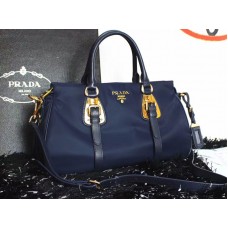 Borsa a mano Prada Tessuto in nylon e morbida pelle di vitello blu