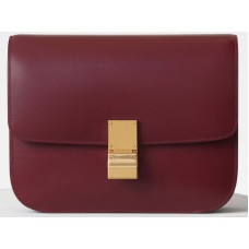 Celine Borsa Media Classica In Pelle Di Vitello Bordeaux 1641731
