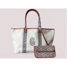 Borsa tote reversibile in tela Goyard Anjou mm grigio H-gotogg3456s3