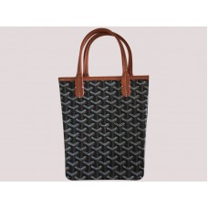 Borsa tote Goyard Poitiers nera con finiture in pelle marrone