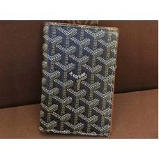 Portapassaporto Goyard Goyardine nero con finiture in pelle marrone