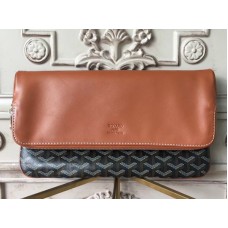 Pochette morbida Goyard Goyardine Sainte Marie nera con finiture in pelle marrone