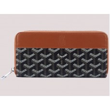 Portafoglio Goyard Goyardine Matignon nero con finiture in pelle marrone