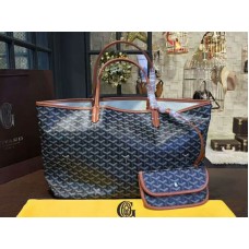 Goyard Goyardine Saint Louis Gm Nero con finiture in pelle marrone