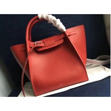 Borsa Celine piccola grande con tracolla lunga in morbida pelle di vitello granata rossa
