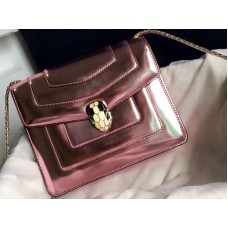 Bvlgari Flap Cover Serpenti Forever 20cm Pelle di vitello metallizzata Quarzo rosa