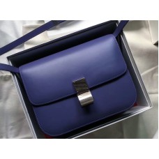 Borsa classica media Celine in pelle di vitello blu