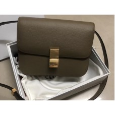 Borsa Celine Medium Classic Bag In Box in pelle di vitello color cachi