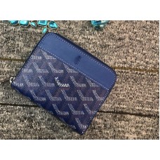 Portafoglio piccolo con cerniera Goyard Chevron blu