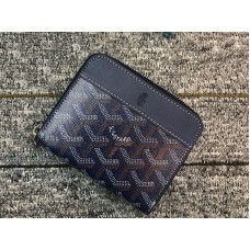 Portafoglio piccolo con cerniera Goyard Chevron blu scuro