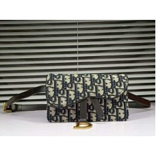 Dior Oblique Saddle Clutch Nero d5616