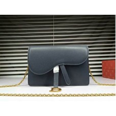Dior Saddle Pochette in pelle di vitello blu scuro d66201