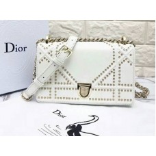 Borsa Dior piccola Diorama in pelle di vitello bianca d0421-13