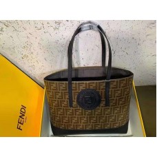 Borsa shopping Fendi in tessuto FF nera f041