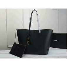 Borsa shopper grande in pelle YSL di Saint Laurent nera