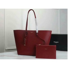 Borsa shopper grande in pelle YSL di Saint Laurent, bordeaux