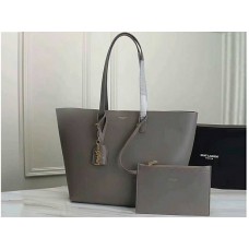Borsa shopper grande in pelle YSL di Saint Laurent, grigia