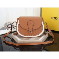 Borsa a tracolla in pelle Fendi Saddlebag marrone