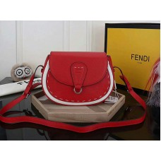 Borsa a tracolla in pelle Fendi Saddlebag rossa