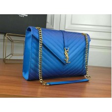 Borsa a tracolla Saint Laurent Ysl Monogram in pelle matelassé blu