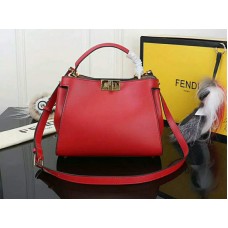 Borsa Fendi Peekaboo Essential in pelle di vitello rossa
