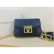 Borsa Givenchy piccola gv3 in pelle martellata e camoscio blu