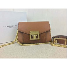 Borsa Givenchy piccola gv3 in pelle martellata e scamosciata marrone