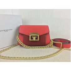 Borsa Givenchy piccola gv3 in pelle martellata e pelle scamosciata rossa