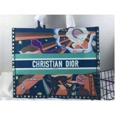 Dior Book Tote in pelle scamosciata Aladin multicolore e blu