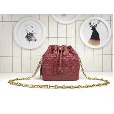 Borsa a secchiello Dior Mini Miss Dior in pelle di agnello bordeaux